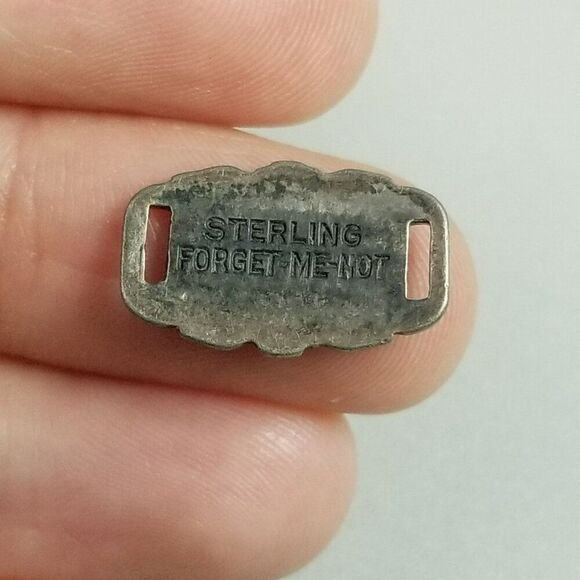 Vintage Wayne Sterling Silver Forget-Me-Not Bracelet Charm Slide Link Engraved - Picture 6 of 7